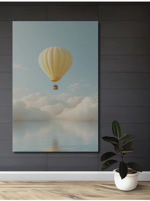Teona Ahşap Sarı Balon Seyahati Yağlı Boya Görünümlü Ahşap Dekoratif Ev,antre,salon,ofis,mutfak Tablo
