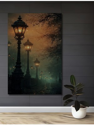 Teona Ahşap Büyülü Orman Işıltılı Sokağı Yağlı Boya Görünümlü Ahşap Dekoratif Ev,antre,salon,ofis,mutfak Tablo