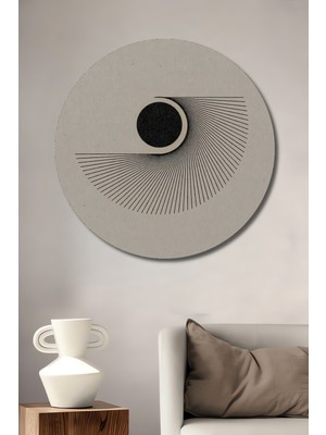 Teona Ahşap Geometrik Soyut Sanat Ahşap Dekoratif Tablo Yuvarlak Duvar Tablosu