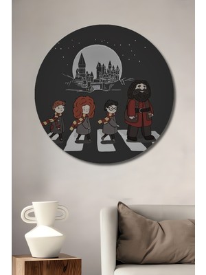Teona Ahşap Harry Potter Abbey Road Çizgi Film Görünümlü Ahşap Dekoratif Tablo Yuvarlak Duvar Tablosu