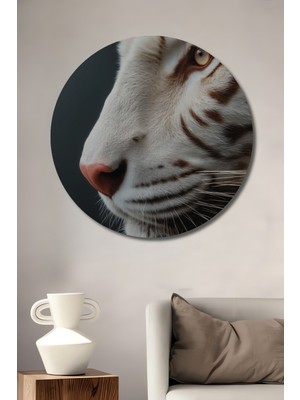 Teona Ahşap Aslan Gözü Yağlı Boya Görünümlü Soyut Sanat Tablosu Yuvarlak Duvar Tablosu