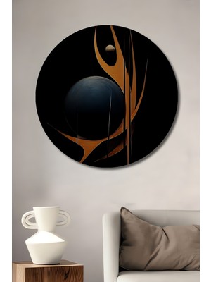 Teona Ahşap Soyut Geometri Sanatı Ahşap Tablo Yuvarlak Duvar Tablosu