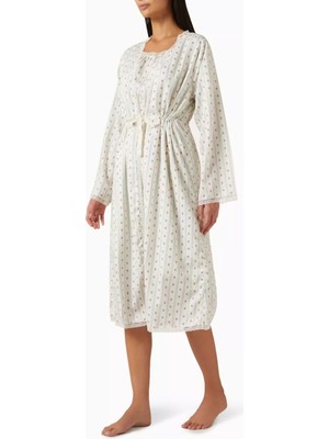 Allegra Pamuk Saten Gecelik & Sabahlık Seti Zarif Ev Lüksü