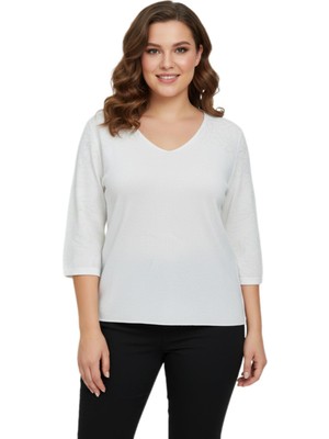 Lavella Kadın V Yaka Yaka Truva Kol Kazak BGL-ST05081