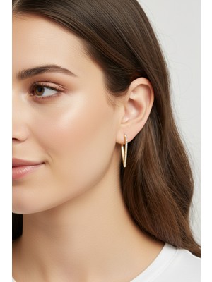 PIEDORA GOLD 14 Ayar Altın Üçgen Halka Küpe | Geometrik Minimal Tasarım