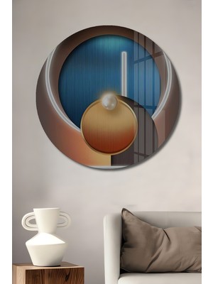 Teona Ahşap Soyut Geometri Desenli Ahşap Dekoratif Tablo Yuvarlak Duvar Tablosu