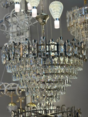 LED Yeni Model 60 cm Kristal Lüx Salon Avize Krom Renk