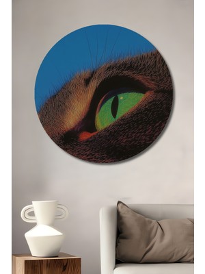 Teona Ahşap Masalsı Kedi Gözü Pastel Boya Görünümlü Dekoratif Ahşap Tablo Yuvarlak Duvar Tablosu