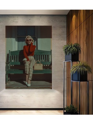 Teona Ahşap Marilyn Monroe Retro Yağlı Boya Görünümlü Ahşap Dekoratif Ev,antre,salon,ofis,mutfak Tablo