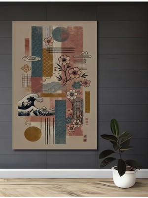Teona Ahşap Japon Dalgalı Çiçek Sanatı Ahşap Dekoratif Ev,antre,salon,ofis,mutfak,yatak Odası Tablo
