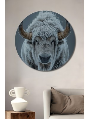 Teona Ahşap Buz Tutmuş Yabani Okçular Sanat Tablosu Yuvarlak Duvar Tablosu