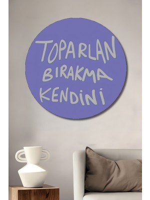 Teona Ahşap Toparlan Bırakma Kendini Siyah Beyaz Görünümlü Illüstrasyon Ahşap Dekoratif Tablo Yuvarlak Duvar Tablosu