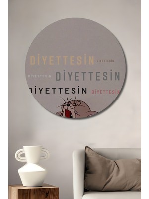 Teona Ahşap Jerry Karikatür Sulu Boya Görünümlü Dekoratif Ahşap Tablo Yuvarlak Duvar Tablosu