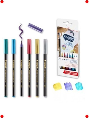 MarkEntegra 6'lı Metalik Fırça Uçlu Keçeli Kalem Seti