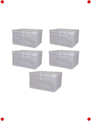 MarkEntegra Kapaklı Çok Amaçlı Saklama Kutusu Hurç 5'li Set 50X40X30 Gri