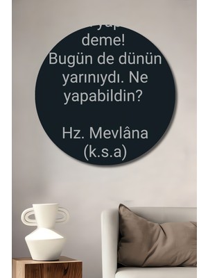 Teona Ahşap Mevlana Sözü Ahşap Dekoratif Tablo Yuvarlak Duvar Tablosu