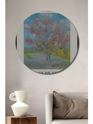Teona Ahşap Van Gogh Aix En Provence Çiçek Açmış Ağaç Yağlı Boya Görünümlü Ahşap Dekoratif Tablo Yuvarlak Duvar Tablosu