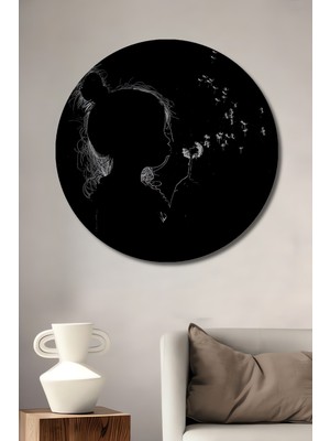 Teona Ahşap Karahkalam Görünümlü Modern Sanat Ahşap Dekoratif Tablo Yuvarlak Duvar Tablosu