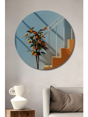 Teona Ahşap Portakal Ağacı Masalı Ahşap Dekoratif Tablo Yuvarlak Duvar Tablosu