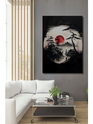 Teona Ahşap Japon Manzarası Sulu Boya Görünümlü Ahşap Dekoratif Ev,antre,salon,ofis,mutfak,yatak Odası Tablo