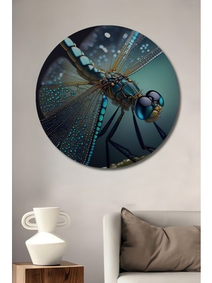 Teona Ahşap Muhteşem Detaylı Yaldızlı Yaban Arısı Görünümlü Modern Sanat Dekoratif Ahşap Tablo Yuvarlak Duvar Tablosu