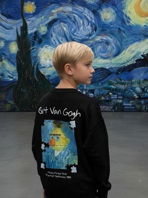 Zekids Erkek Çocuk Van Gogh Baskılı Tasarım Sweatshirt