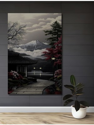 Teona Ahşap Japon Esintili Fuji Dağı Manzaralı Ahşap Dekoratif Ev,antre,salon,ofis,mutfak,yatak Odası Tablo