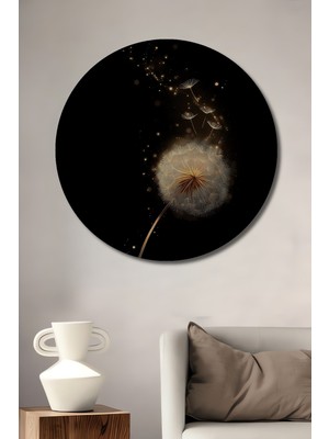 Teona Ahşap Altın Parıltılı Sihirli Kara Lahana Görünümlü Dekoratif Ahşap Tablo Yuvarlak Duvar Tablosu