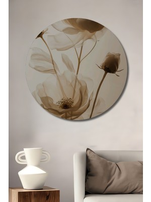 Teona Ahşap Büyülü Şeffaf Çiçek Yağlı Boya Görünümlü Dekoratif Ahşap Tablo Yuvarlak Duvar Tablosu