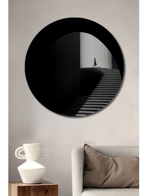 Teona Ahşap Işıklı Merdivenlerde Yürüyen Kadın Soyut Sanat Ahşap Dekoratif Tablo Yuvarlak Duvar Tablosu