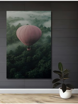Teona Ahşap Pembe Balon Ile Sisli Orman Keşfi Yağlı Boya Görünümlü Ahşap Ev,antre,salon,ofis,mutfak Tablo