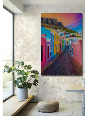 Teona Ahşap Bohem Sokak Yağlı Boya Görünümlü Dekoratif Ahşap Ev,antre,salon,ofis,mutfak,yatak Odası Tablo