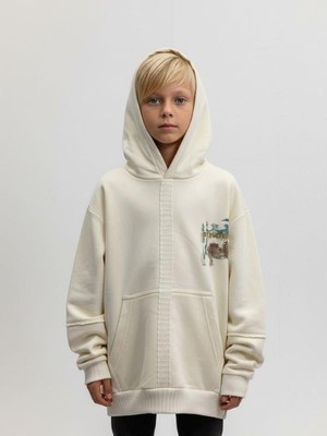 Zekids Erkek Çocuk Triko Detaylı Sırt Baskılı Tasarım Sweatshirt