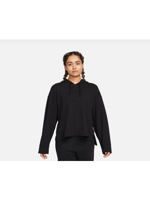 Nike Yoga Dri-Fit Fleece Training Hoodie Bol Kesim Siyah Kadın Sweatshirt DM7033-010