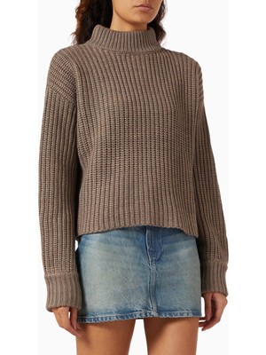 Good American Oversize Mockneck Triko, Modern Rahat-Şık Kadın Kazak