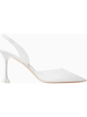Eva Slingback Pumps, Şeffaf Pvc, 95 mm Heykelsi Topuk, Italyan Zarafeti