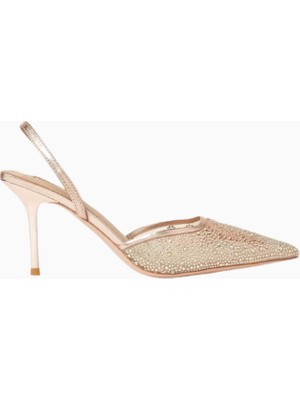 Martini 75 Kristal Işlemeli Mesh Slingback Topuklu Ayakkabı, Zarif Işıltı