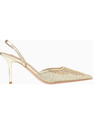 Martini 75 Kristal Işlemeli Mesh Slingback Topuklu Ayakkabı, Zarif Işıltı