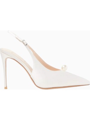 Black Suede Studio Reina 100 Saten Inci Detaylı, Sivri Burun El Yapımı Zarif Topuklu Ayakkabı