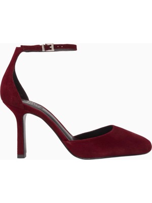 Schutz Modern Round 96 Siyah Süet Ayarlanabilir Bilek Bantlı, Lüks Yuvarlak Burun Topuklu Ayakkabı