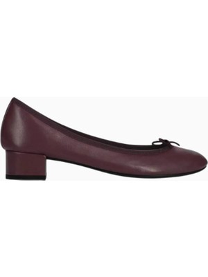 Repetto Camille 30 Ballerina Pumps, Burgonya Nappa Deri, Fiyonk Detaylı, 30MM Topuk, Fransız Zarafeti