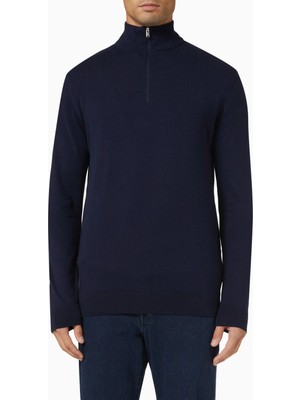 Pamuklu Yarım Fermuarlı Hırka, %100 Pima Pamuk