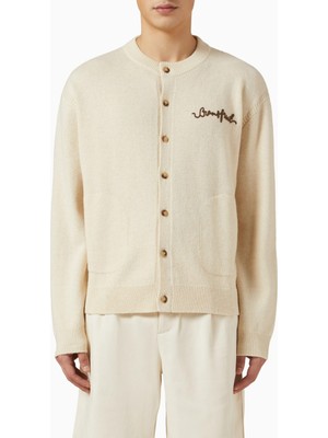 Boks Eldiveni Detaylı Örgü Hırka, Peluş Yün & Naylon, Lüks Rahat Silüet