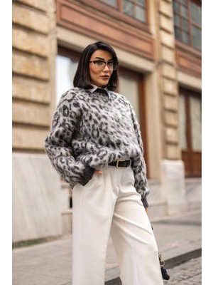 Lwl Leopar Desenli Oversize Kazak