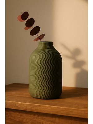 ASİMEYZ Dalgalı Japandi Vazo Modern 3D Baskı Dekoratif Vazo (Çap 11,8 x Yükseklik 20 Cm)