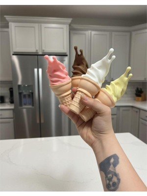 3D Magnet Eriyen Gerçekçi Dondurma 1 Adet - Fotoğraf ve Not Tutucu, Buzdolabı Süsü, Dekoratif, Hediye Nycruin3D