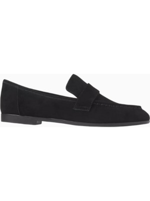 Black Suede Studio Arrow Süet El Yapımı, Zarif Penny Detaylı Slip-On Loafer