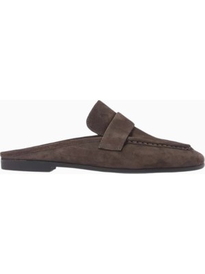 Black Suede Studio Gabby Koyu Kahverengi Süet Slip-On Loafer Penny Detaylı, Zarif Günlük ve Ofis Ayakkabısı