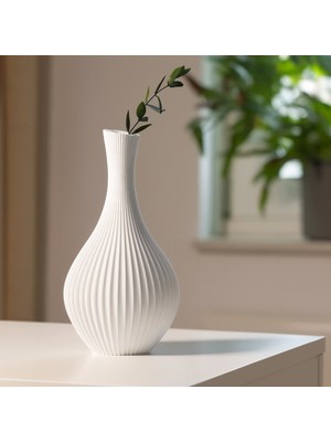 ASİMEYZ Japandi Nına Vazo - Zarif Çiçek Modern 3D Baskı Dekoratif (Çap 11,8 x Yükseklik 20 Cm)