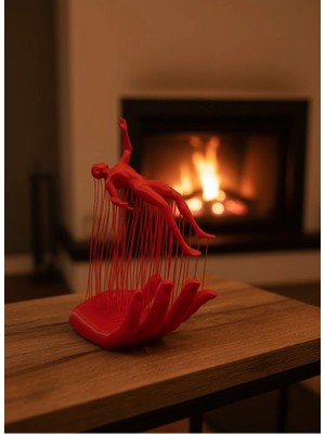 Khi-Zai Kırmızı El ve Insan Figürü Dekoratif Biblo Salon Ofis Raf ve Konsol Üstü Için 12X18 cm